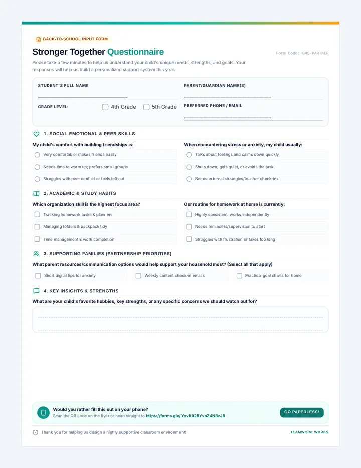 Partnership Survey Questionnaire
