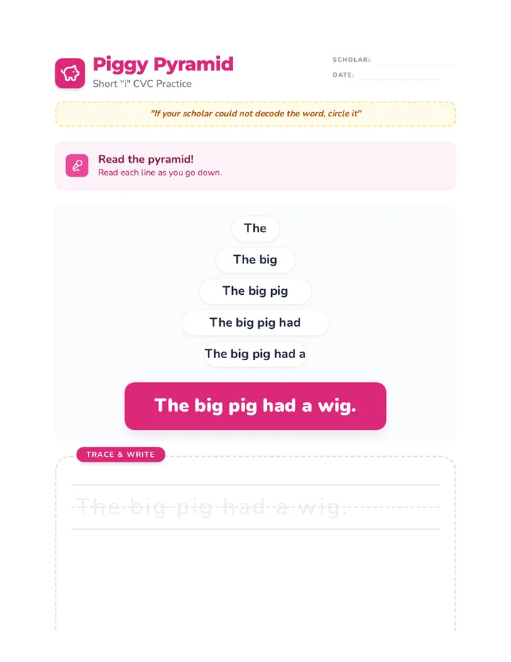 Piggy Pyramid Worksheet
