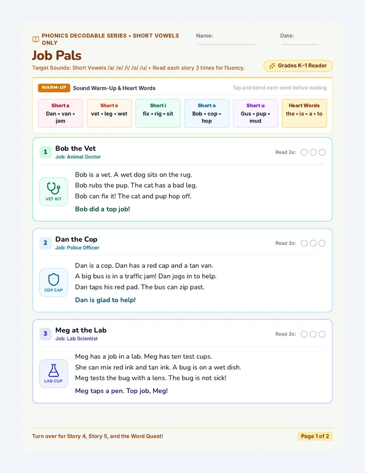 Job Pals Decodable Reader