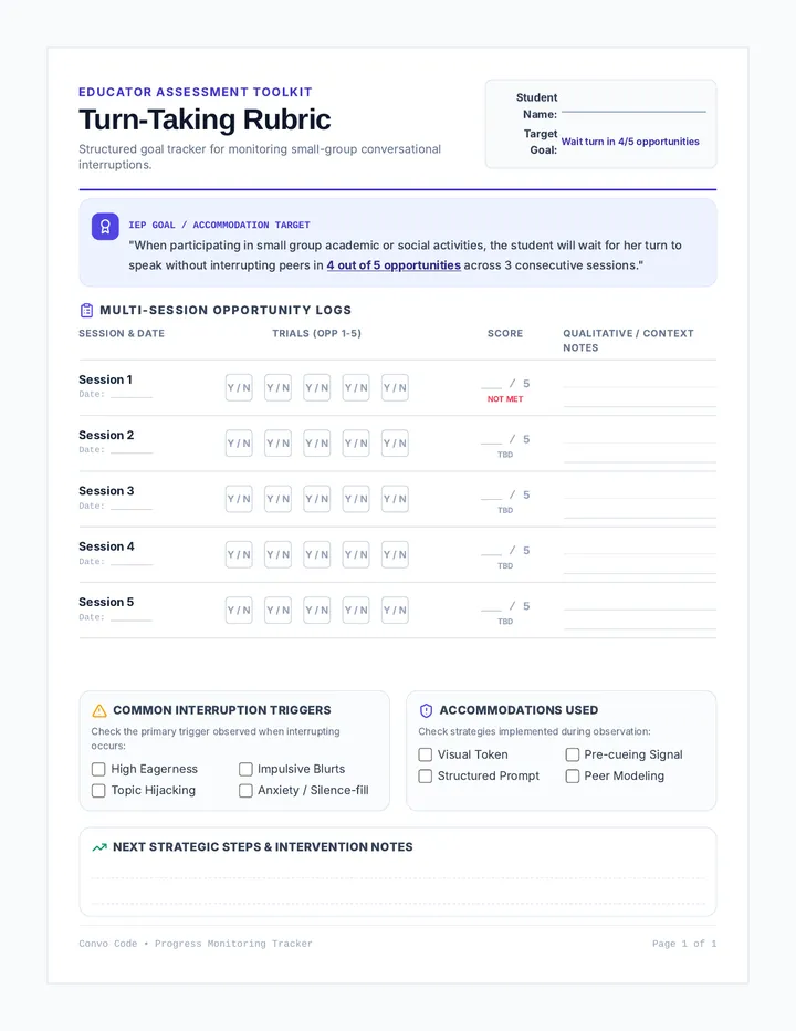 Convo Code Rubric Tracker