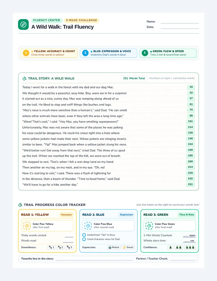 Wild Walk Fluency Tracker