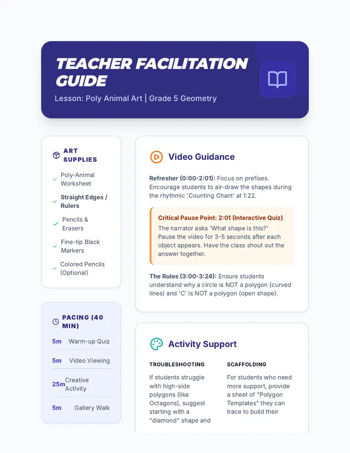 Poly Animal Teacher Guide