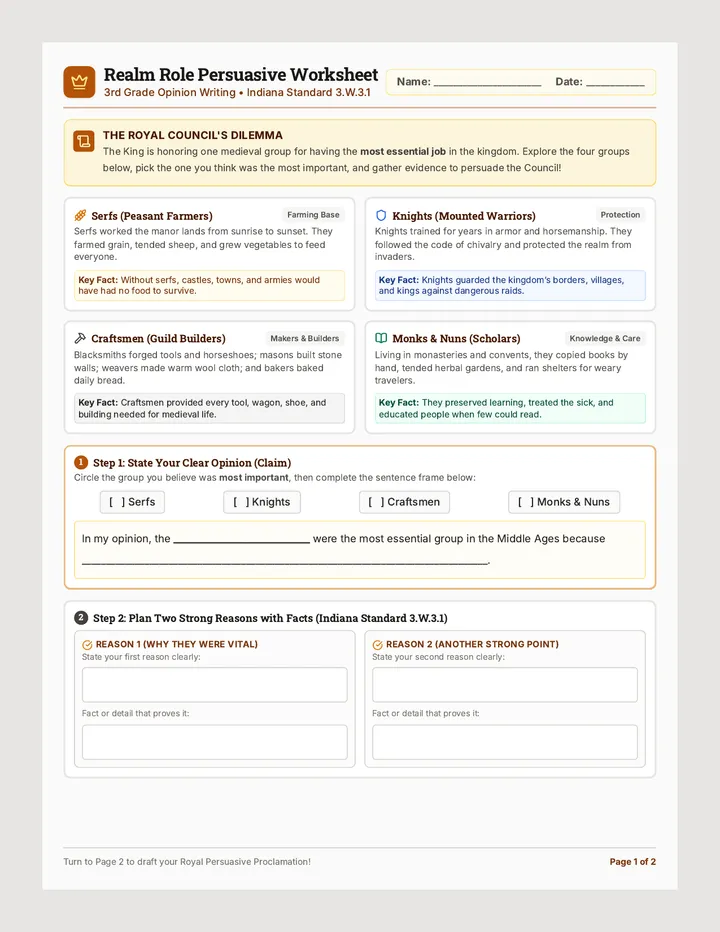 Realm Role Persuasive Worksheet
