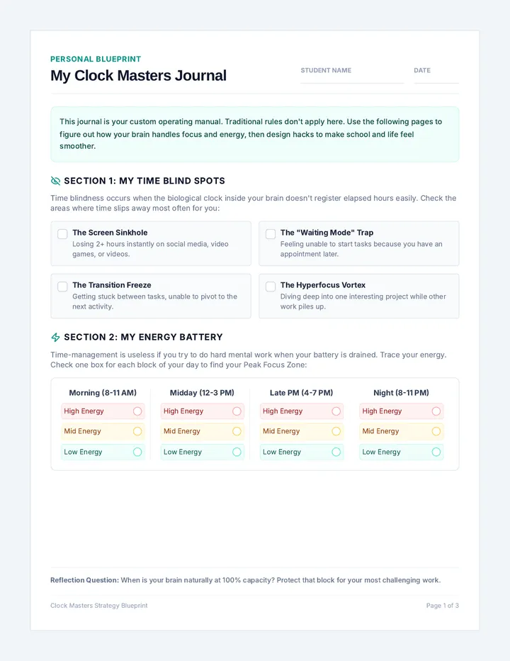 Clock Masters Strategy Journal