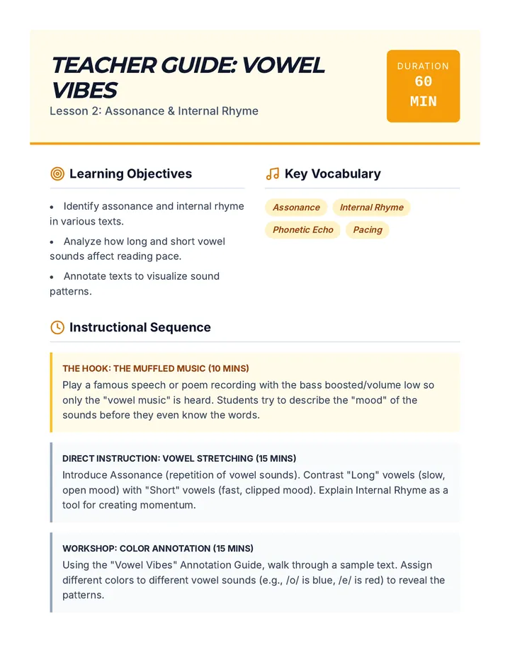 Vowel Vibes Teacher Guide