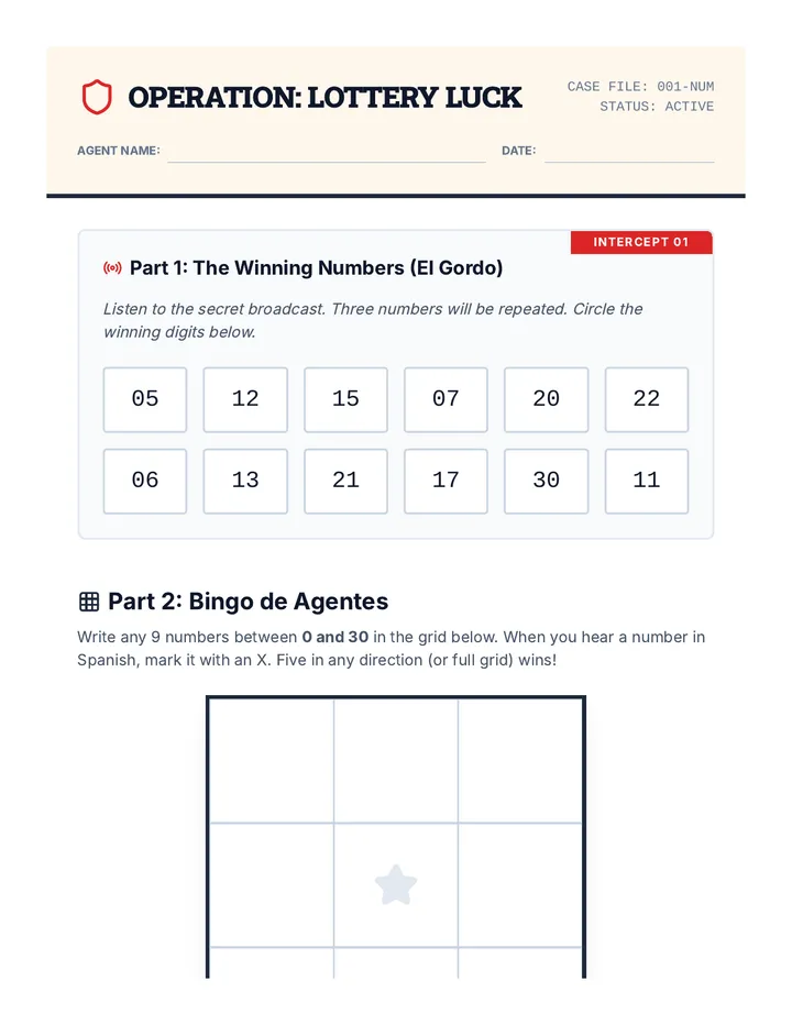 Lottery Luck Worksheet