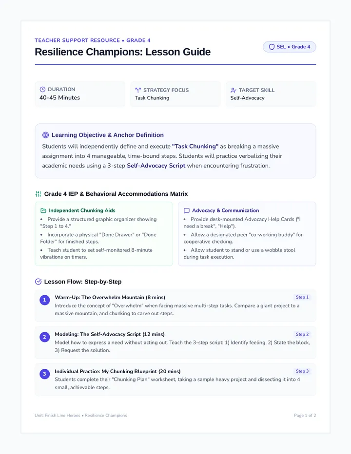 Resilience Lesson Guide