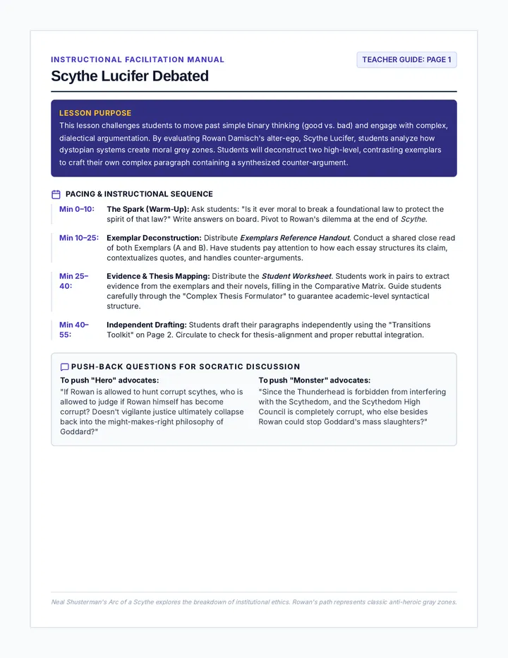 Lucifer Debated Teacher Guide