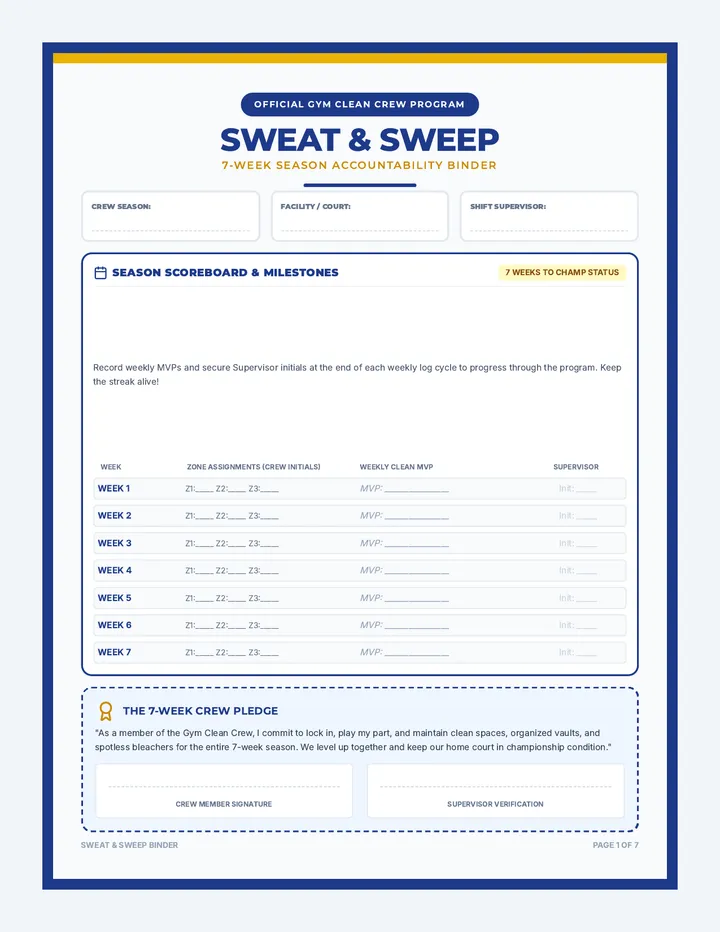 Sweat Sweep Accountability Binder