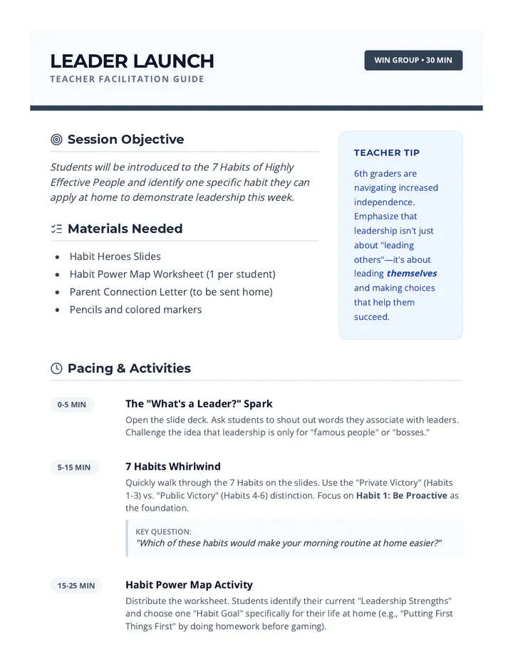 Leader Launch Teacher Guide