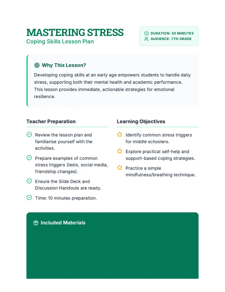Mastering Stress Lesson Plan