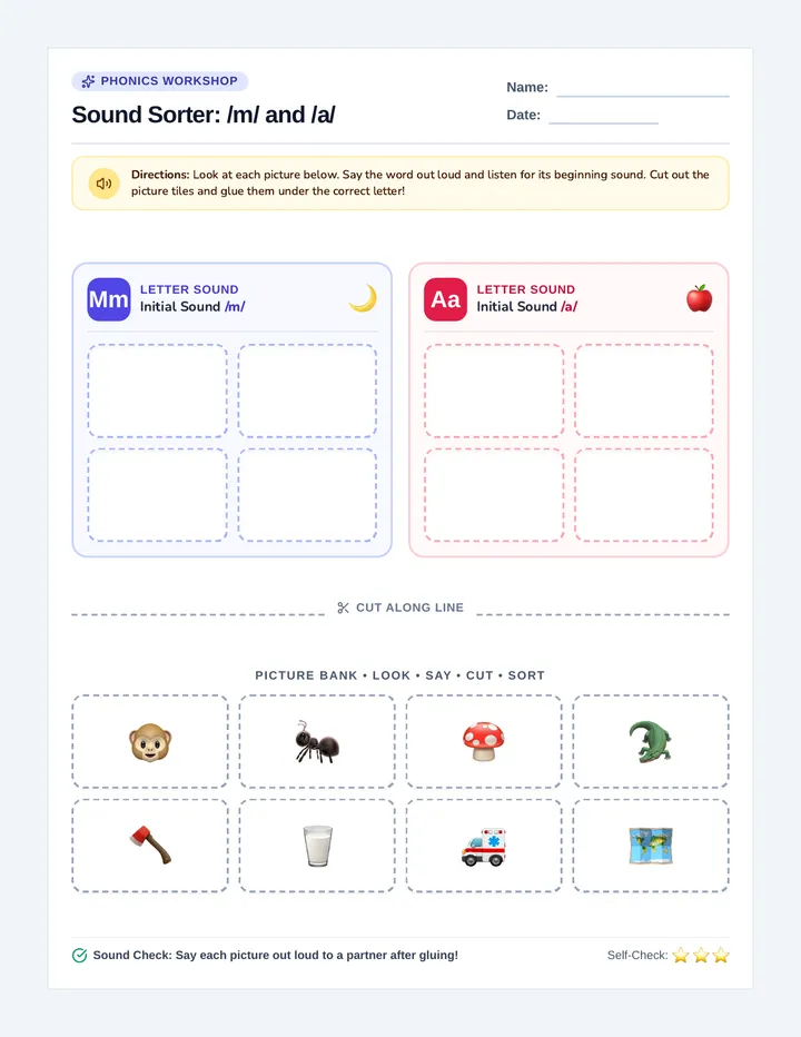 Sound Sorter MA Worksheet