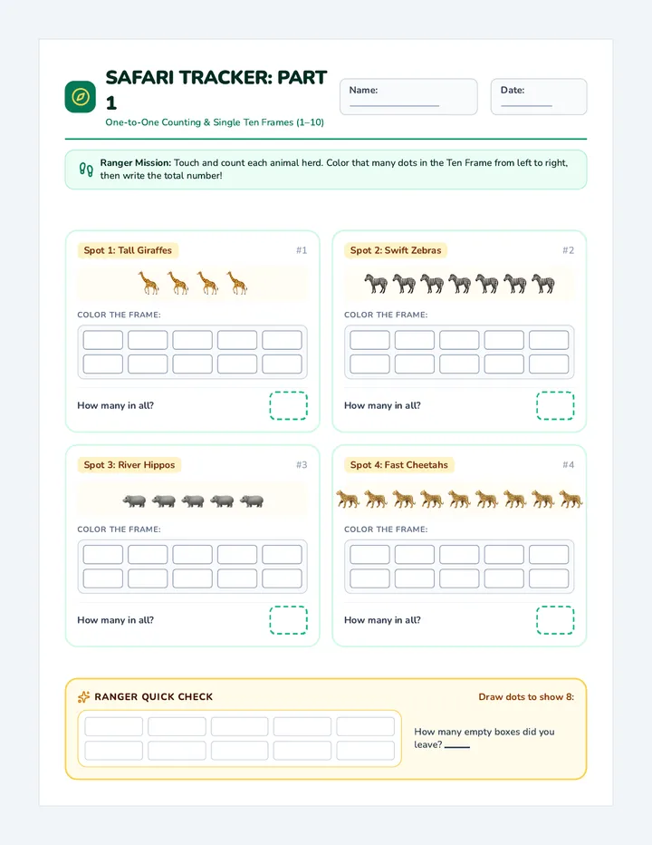Safari Tracker Worksheet