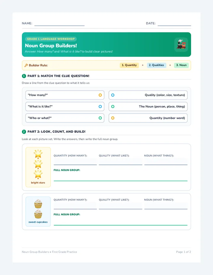 Noun Builder Worksheet