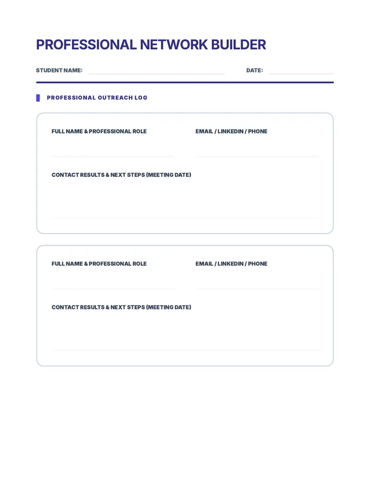 Professional Network Builder Worksheet