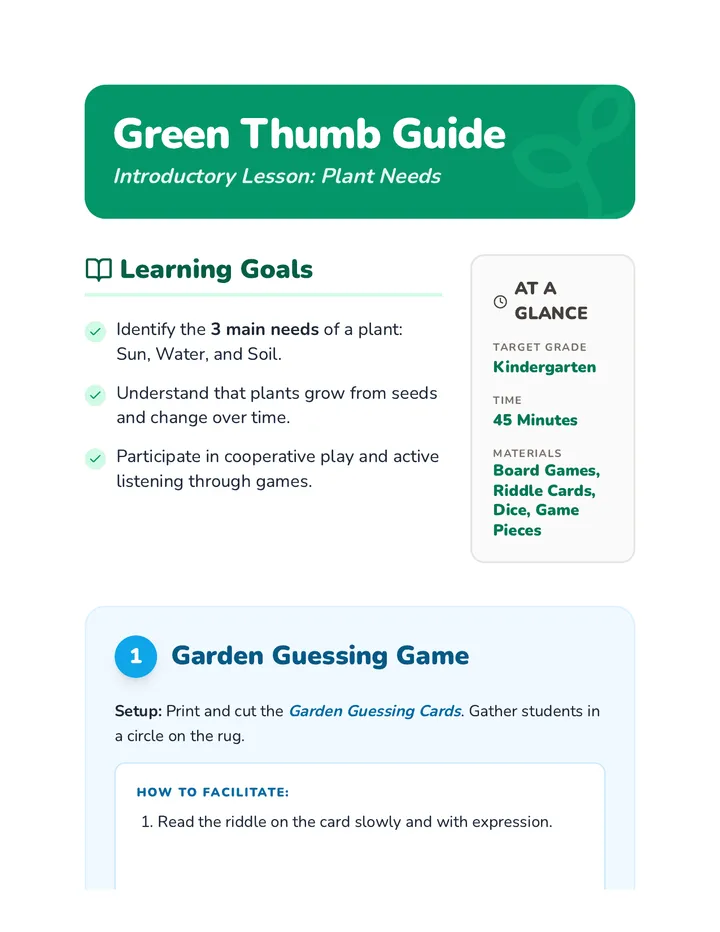 Green Thumb Teacher Guide