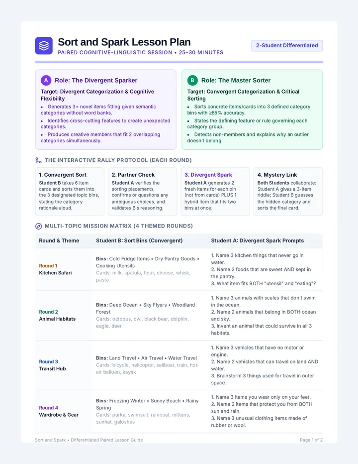 Sort and Spark Lesson Plan