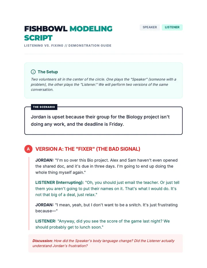 Fishbowl Modeling Script