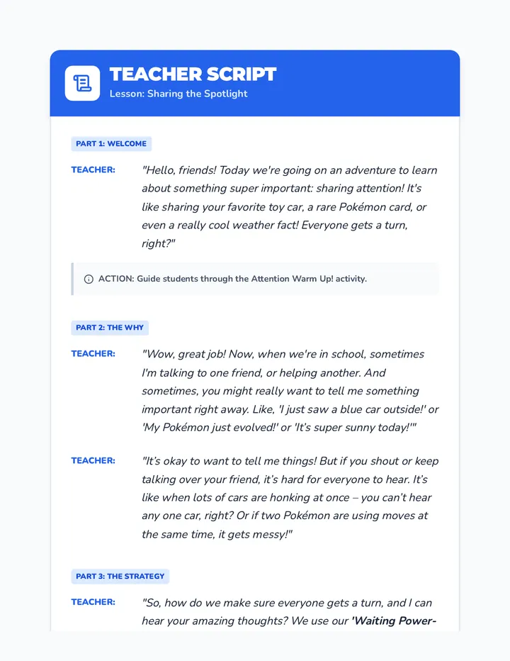 Attention Sharing Script