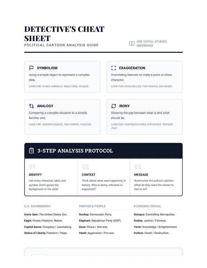 Cartoon Analysis Cheat Sheet
