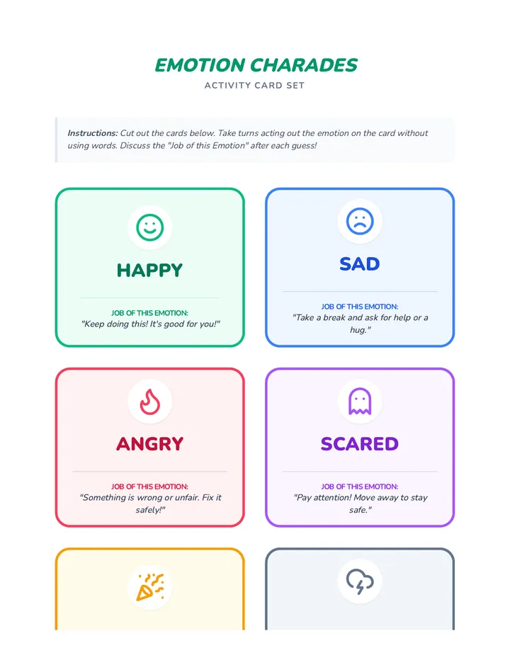 Emotion Charades Activity Cards
