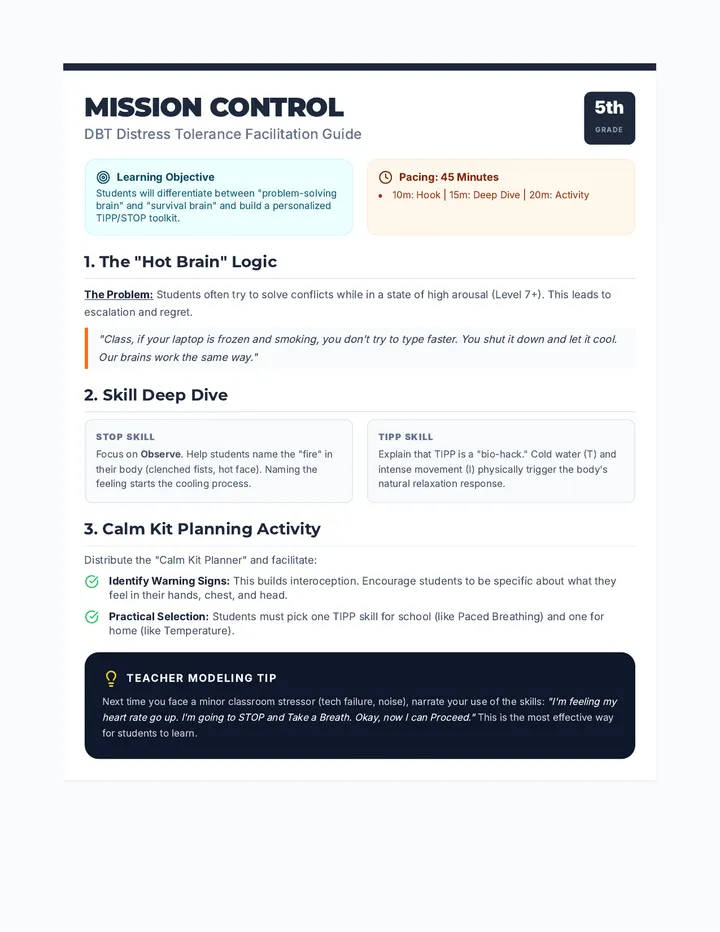 Cool Down Teacher Guide