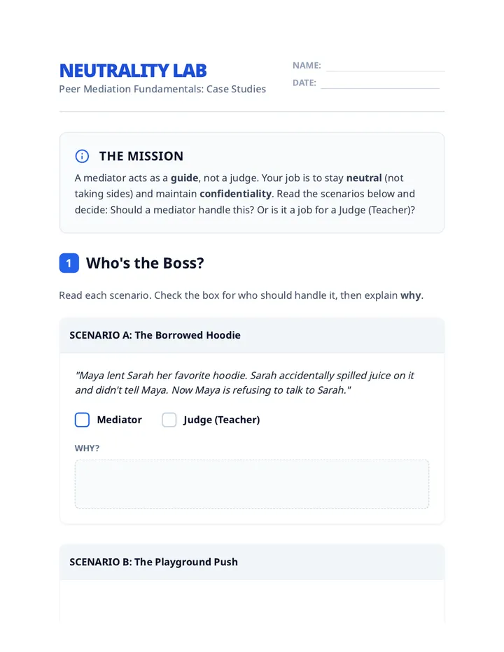 Mediator Case Studies Worksheet
