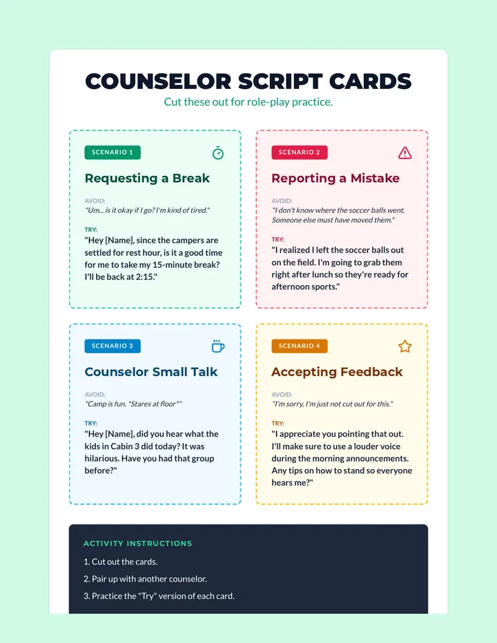 Counselor Script Cards