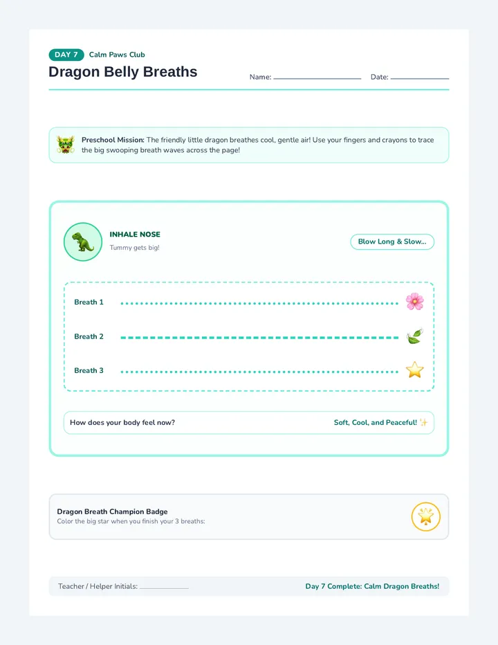 Calm Tools Student Worksheet