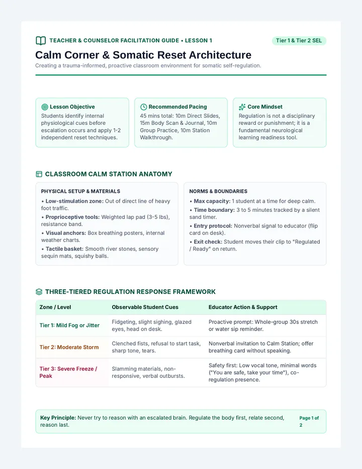 Calm Corner Teacher Guide
