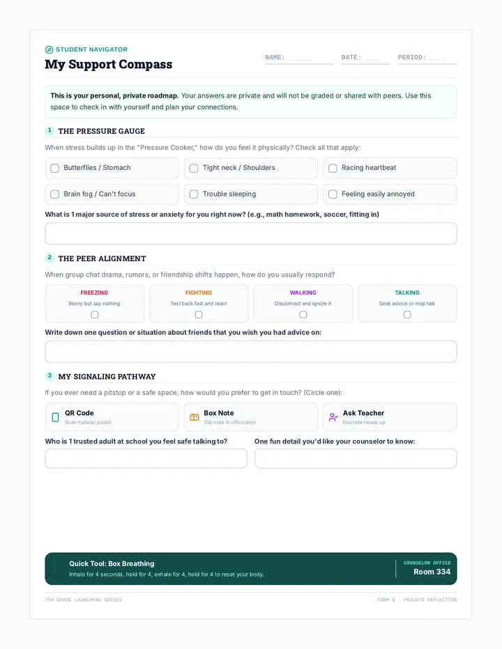 Student Navigation Worksheet
