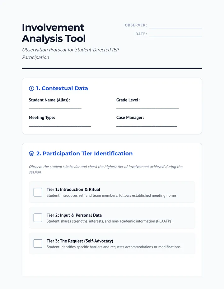 Involvement Analysis Form