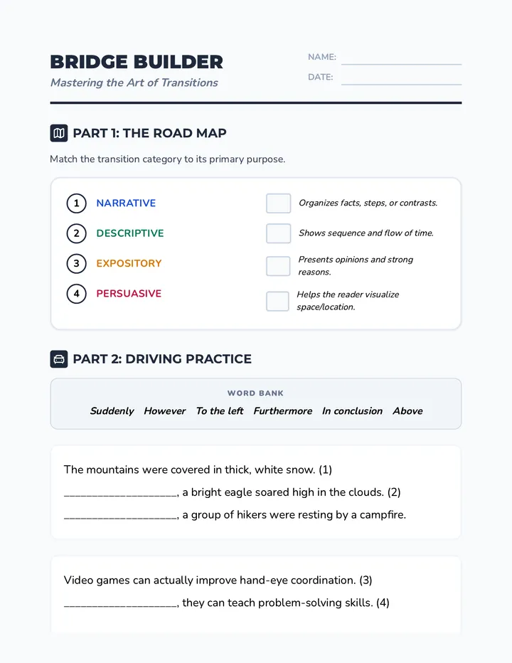 Bridge Builder Worksheet