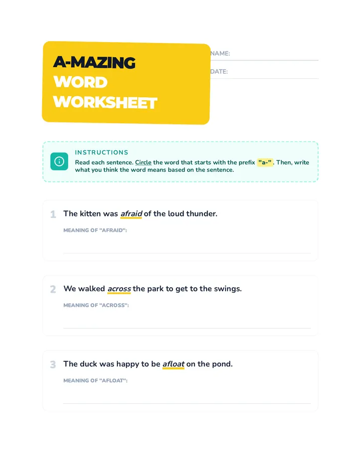 A-mazing Word Worksheet