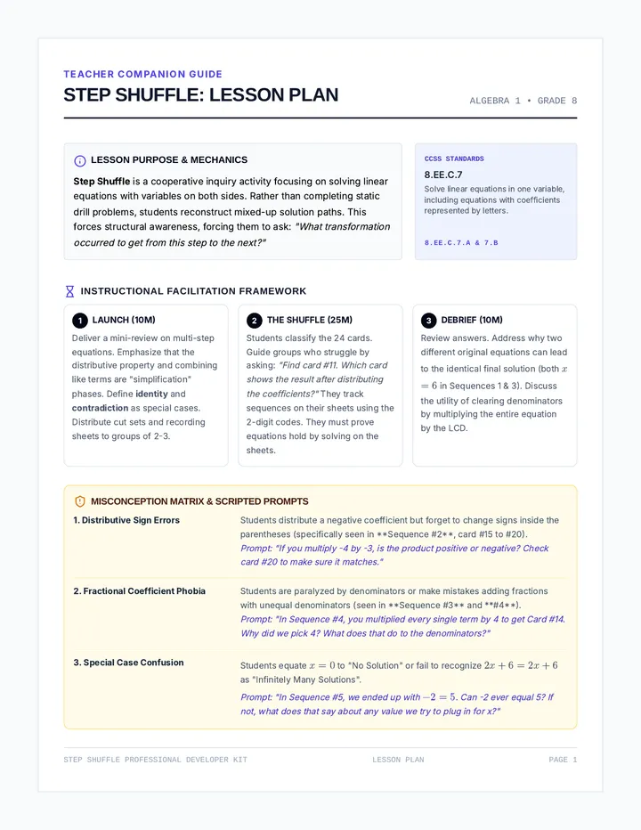 Step Shuffle Teacher Guide