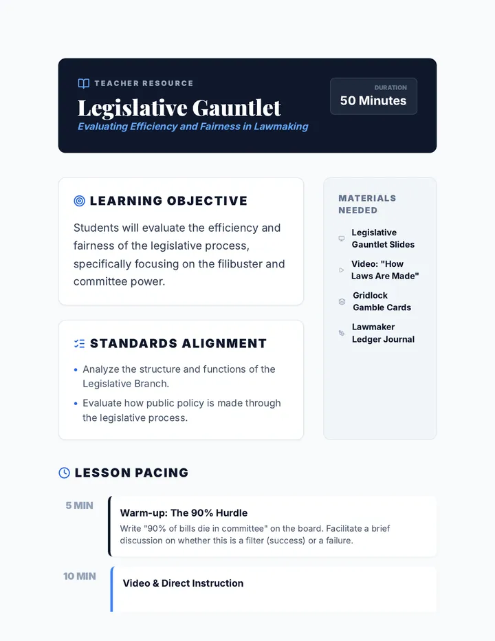 Legislative Gauntlet Teacher Guide