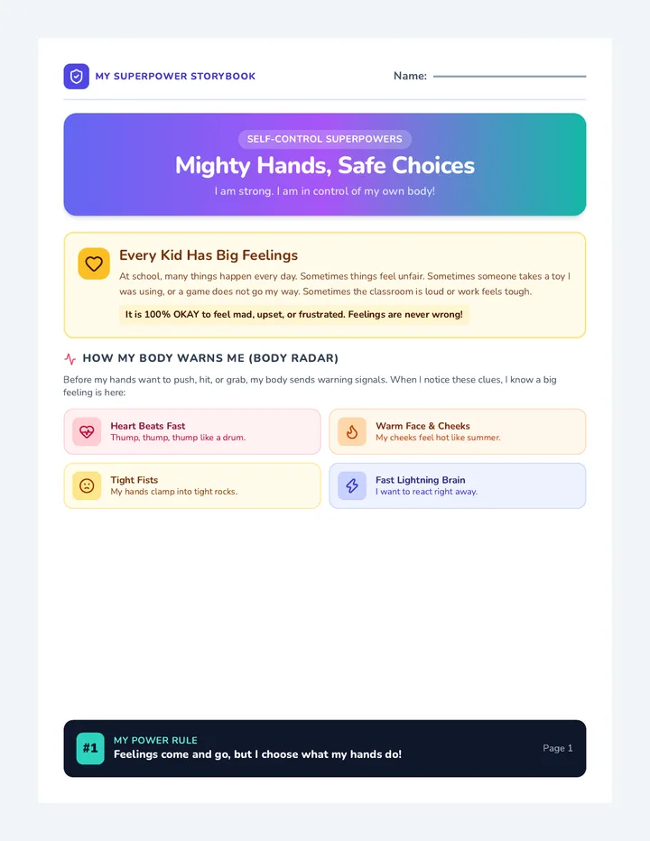 Mighty Hands Social Story