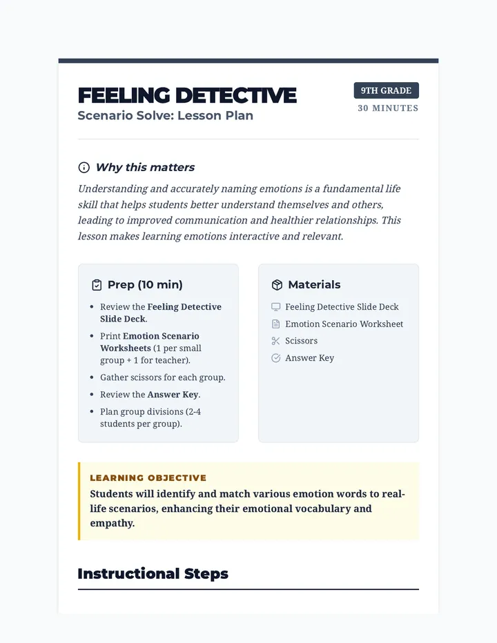 Feeling Detective Lesson Plan