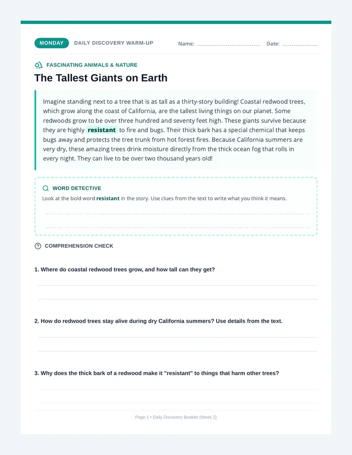 Daily Discovery Week 2 Booklet