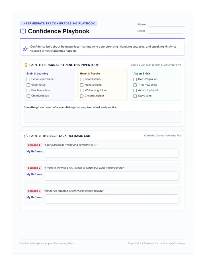 Confidence Playbook Worksheet