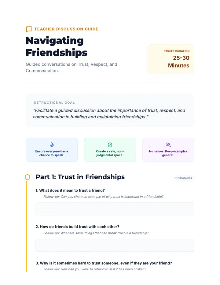 Navigating Friendships Discussion Guide