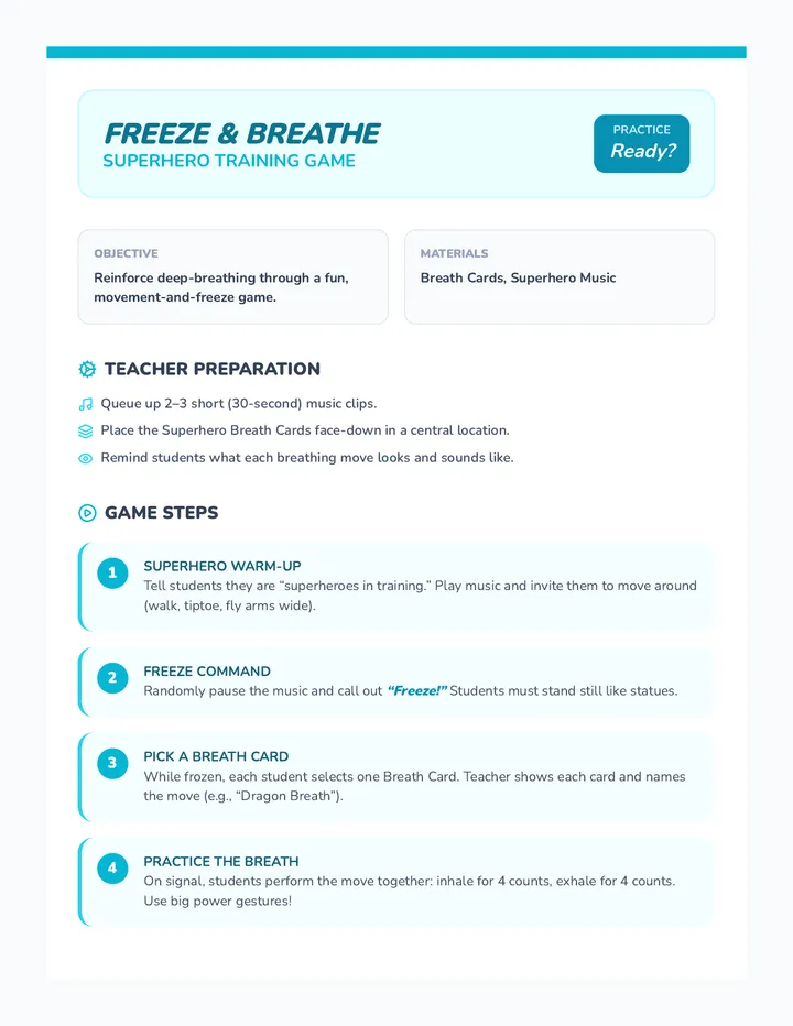 Superhero Breaths Game Guide