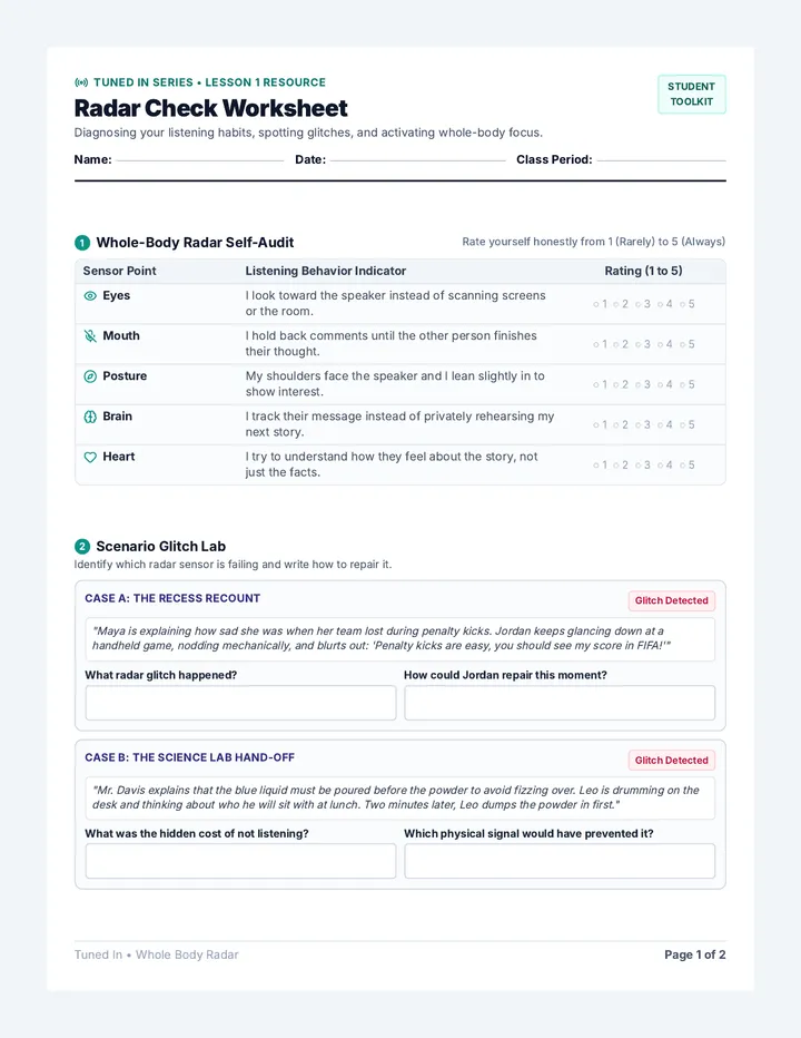 Radar Check Worksheet
