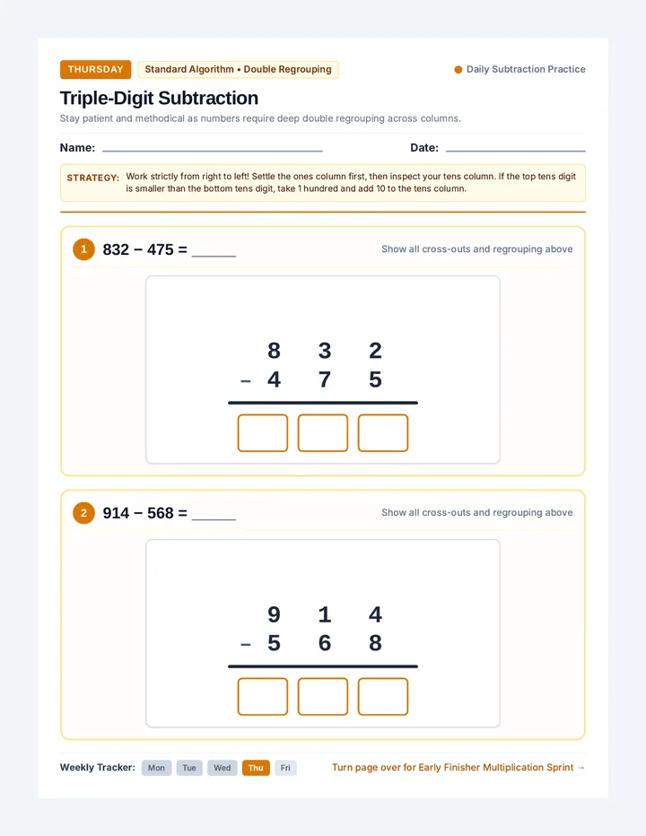 Thursday Practice Worksheet