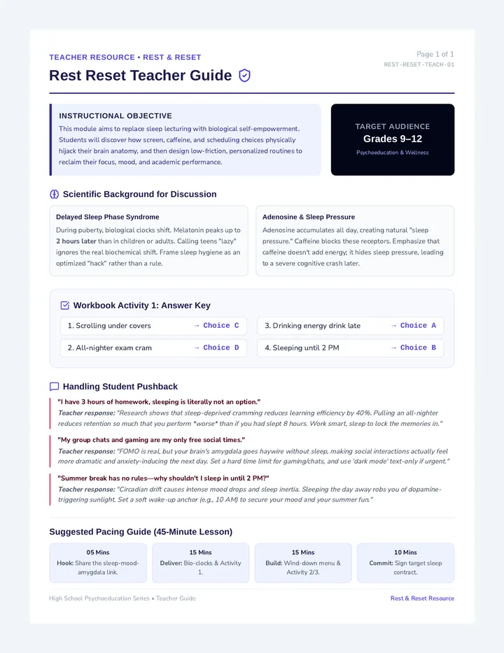 Rest Reset Teacher Guide