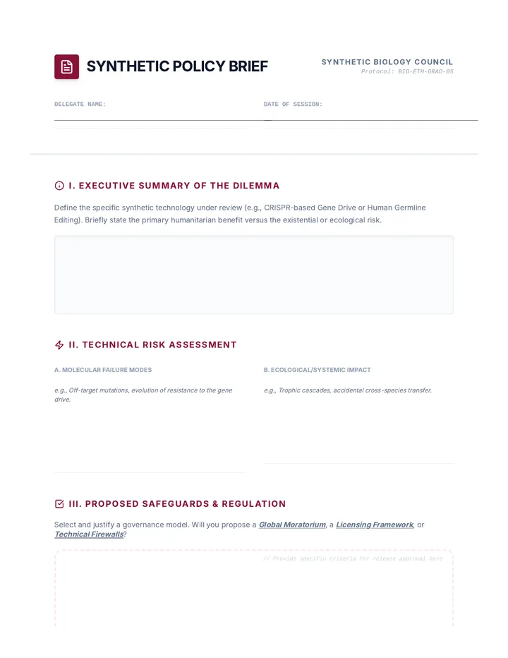 Bioethical Policy Brief Template