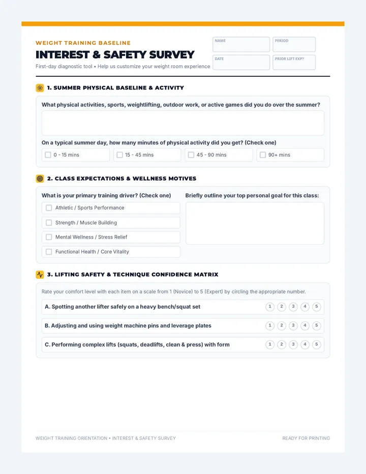 Weight Training Interest Survey