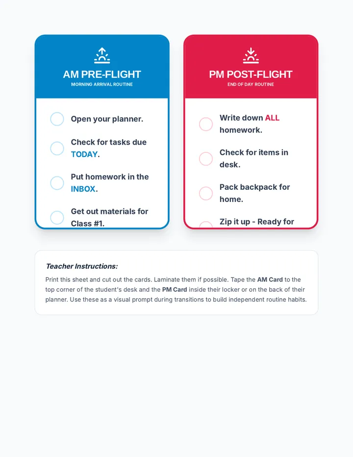 Success Checklist Cards