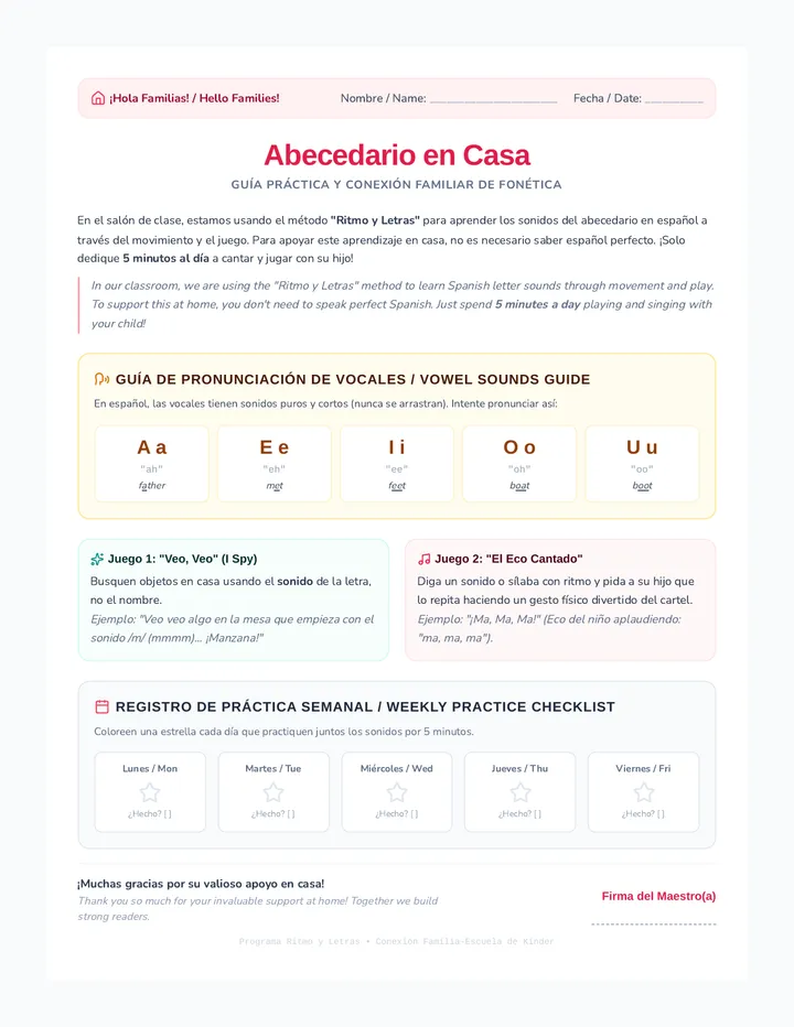 Abecedario en Casa Parent Letter