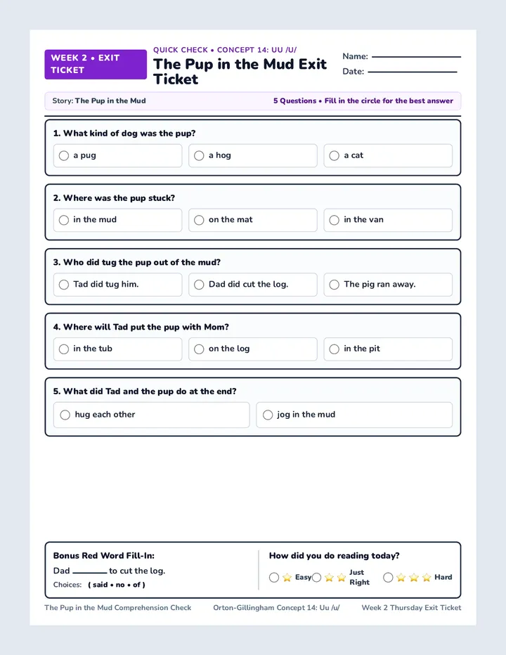 Week 2 Thursday Story Exit Ticket